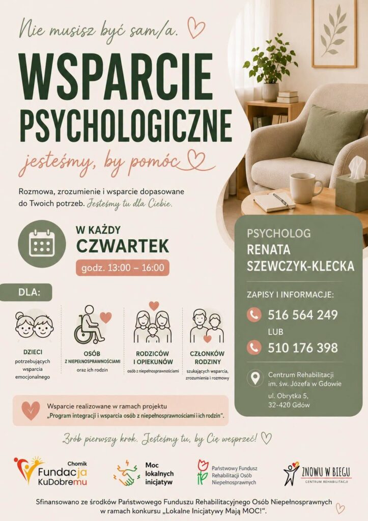 plakat promocyjny informujący o możliwości uzyskania wsparcia psychologicznego
