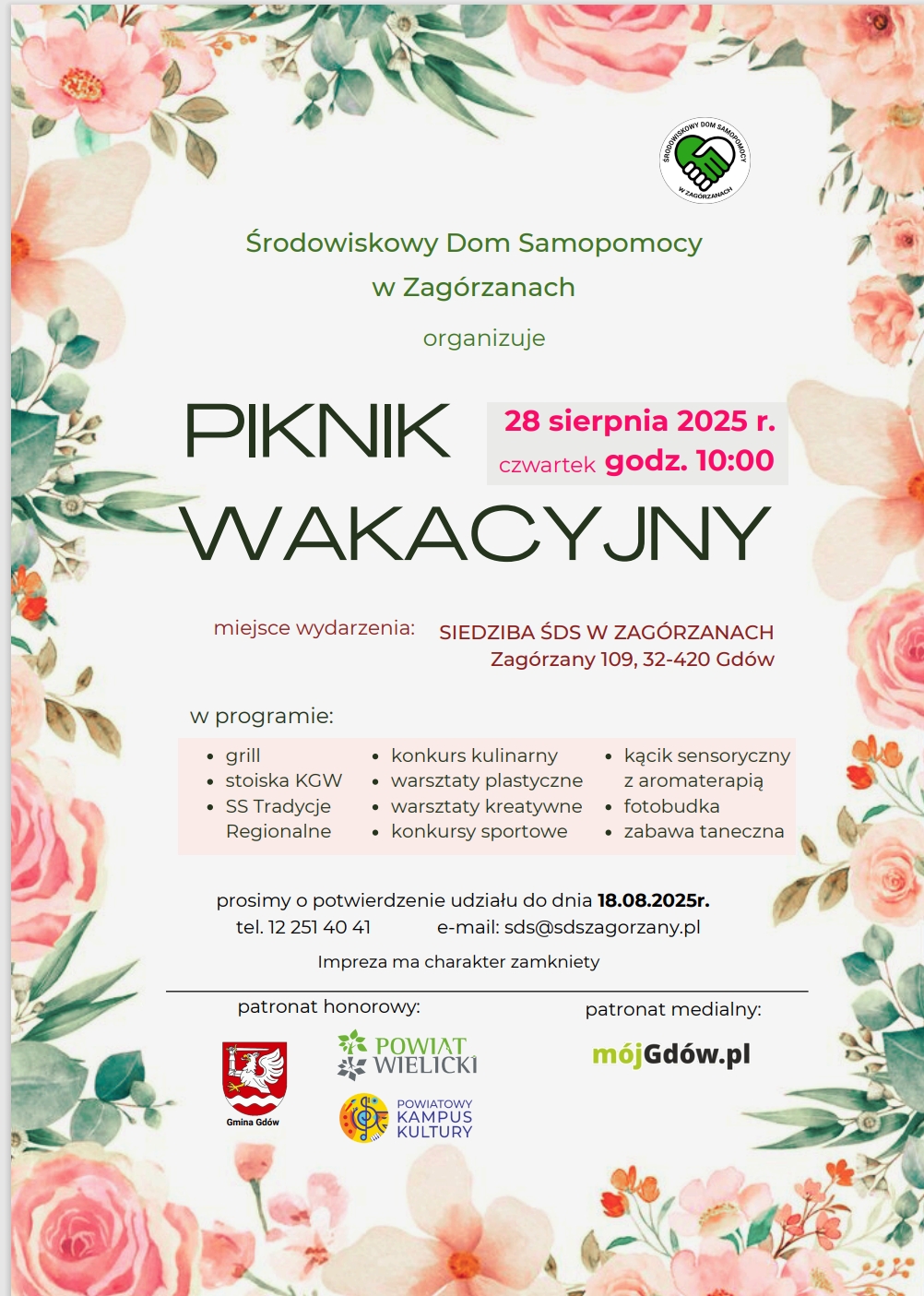 plakat informacyjny dotyczący pikniku wakacyjnego
