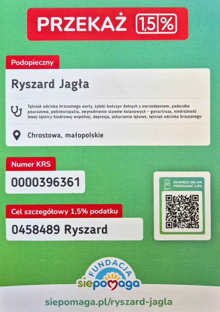 ulotka zachęcająca do przekazania 1,5% z podatku