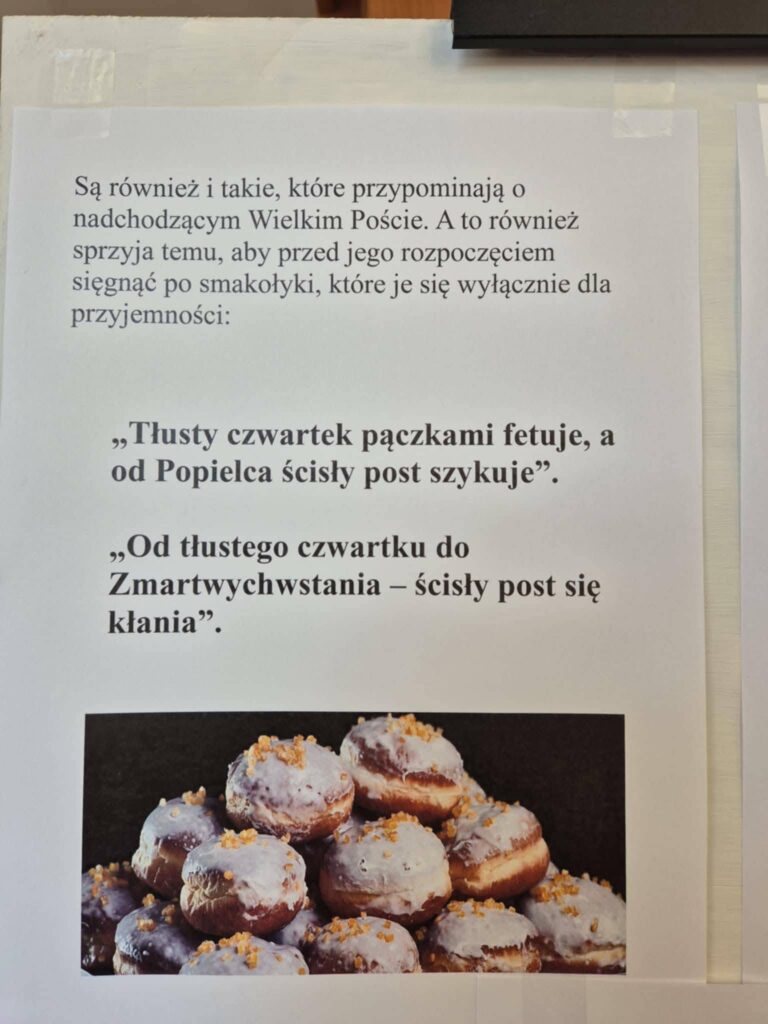 ulotka z informacjami dotyczącymi Tłustego Czwartku