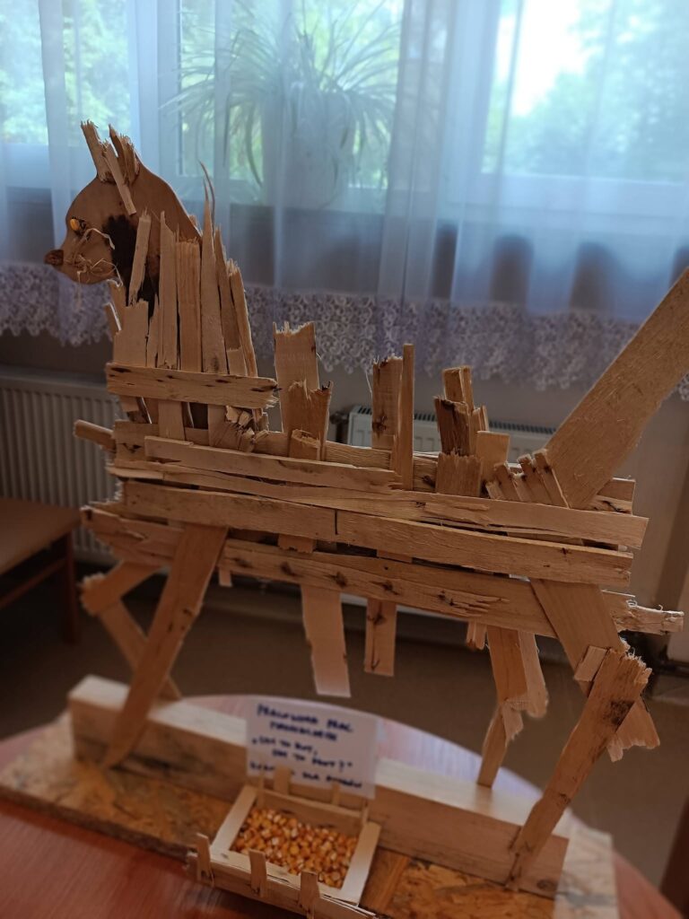 wystawa przedmiotów zgłoszonych do konkursu recyklingowego