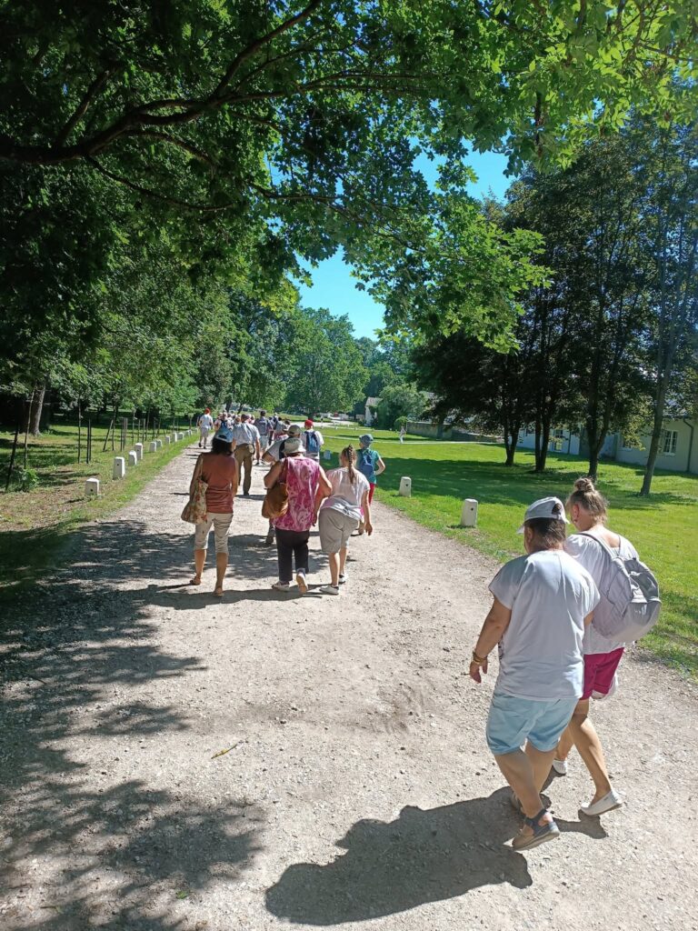 Podopieczni spacerują podczas wycieczki do Kurozwęk